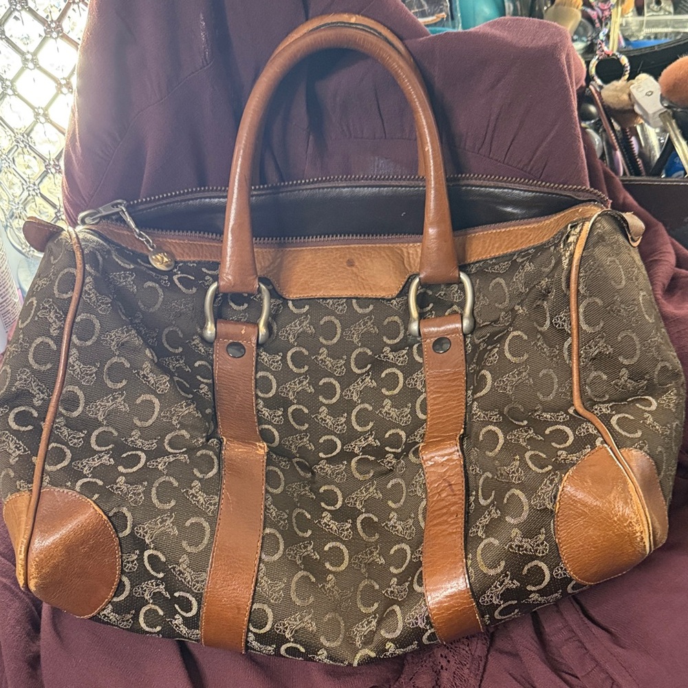 Vintage Celine Brown Monogram Tote Bag with Tan Leather Accents - Picture 3 of 12